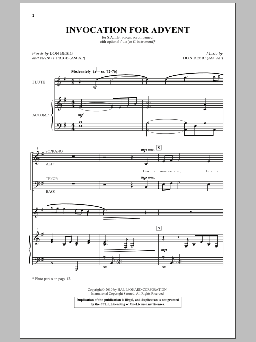 Download Don Besig Invocation For Advent Sheet Music and learn how to play SATB Choir PDF digital score in minutes