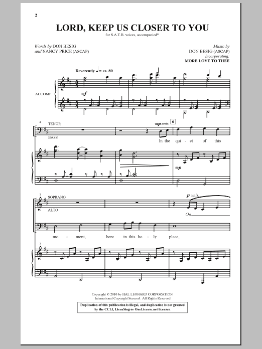 Download Don Besig Lord, Keep Us Closer To You Sheet Music and learn how to play SATB Choir PDF digital score in minutes