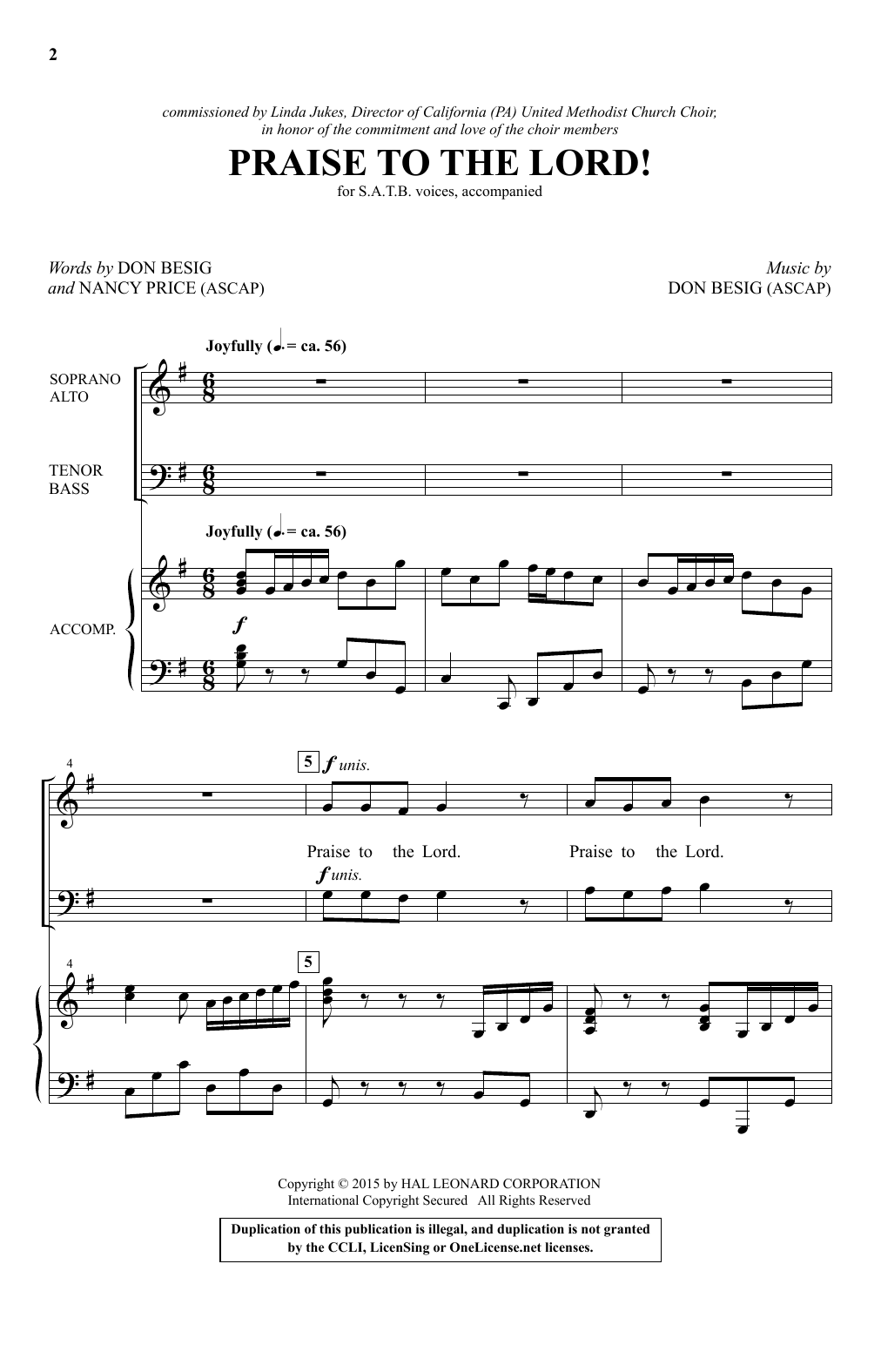 Download Don Besig Praise To The Lord! Sheet Music and learn how to play SATB PDF digital score in minutes