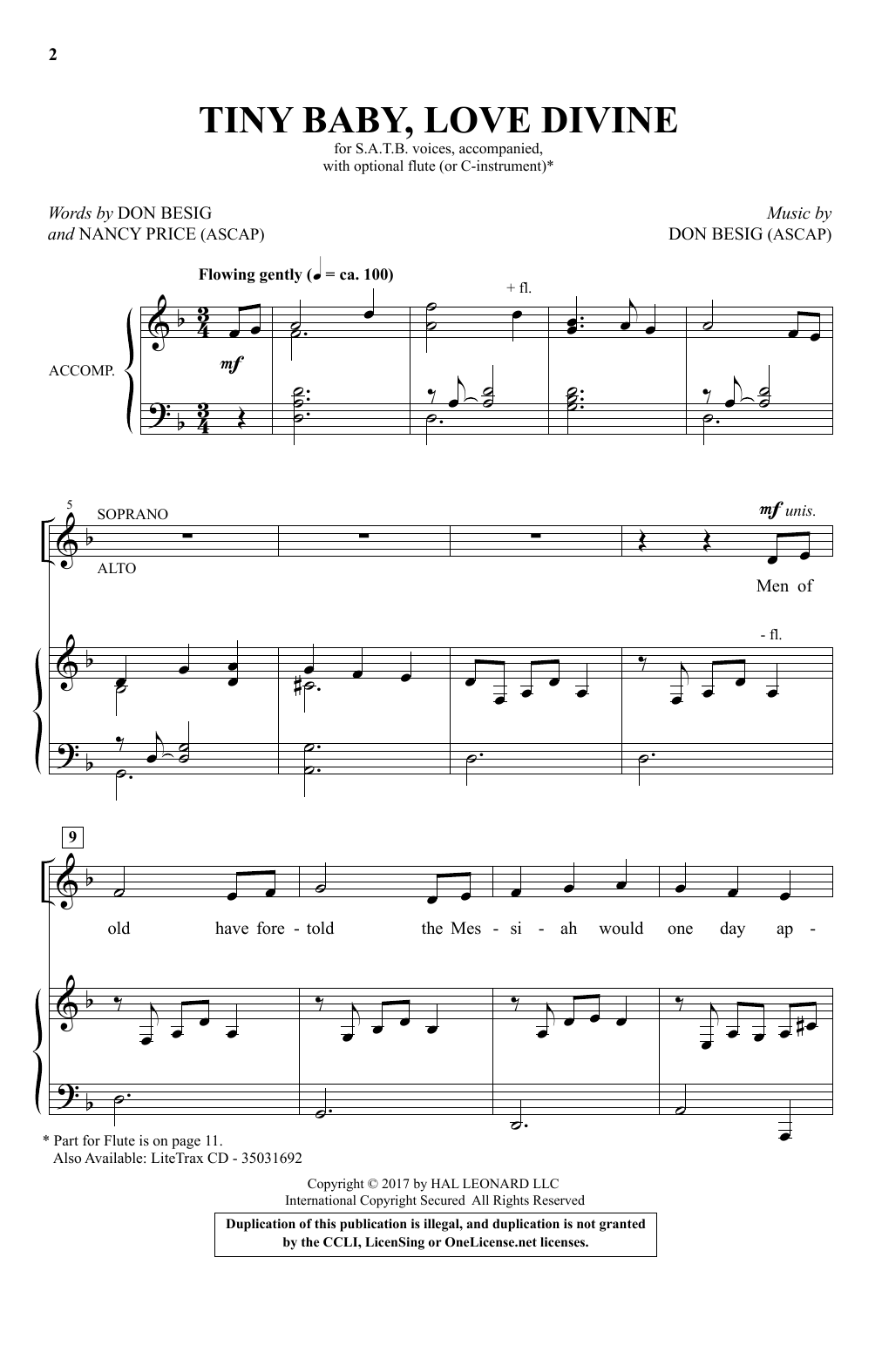 Download Don Besig Tiny Baby, Love Divine Sheet Music and learn how to play SATB PDF digital score in minutes