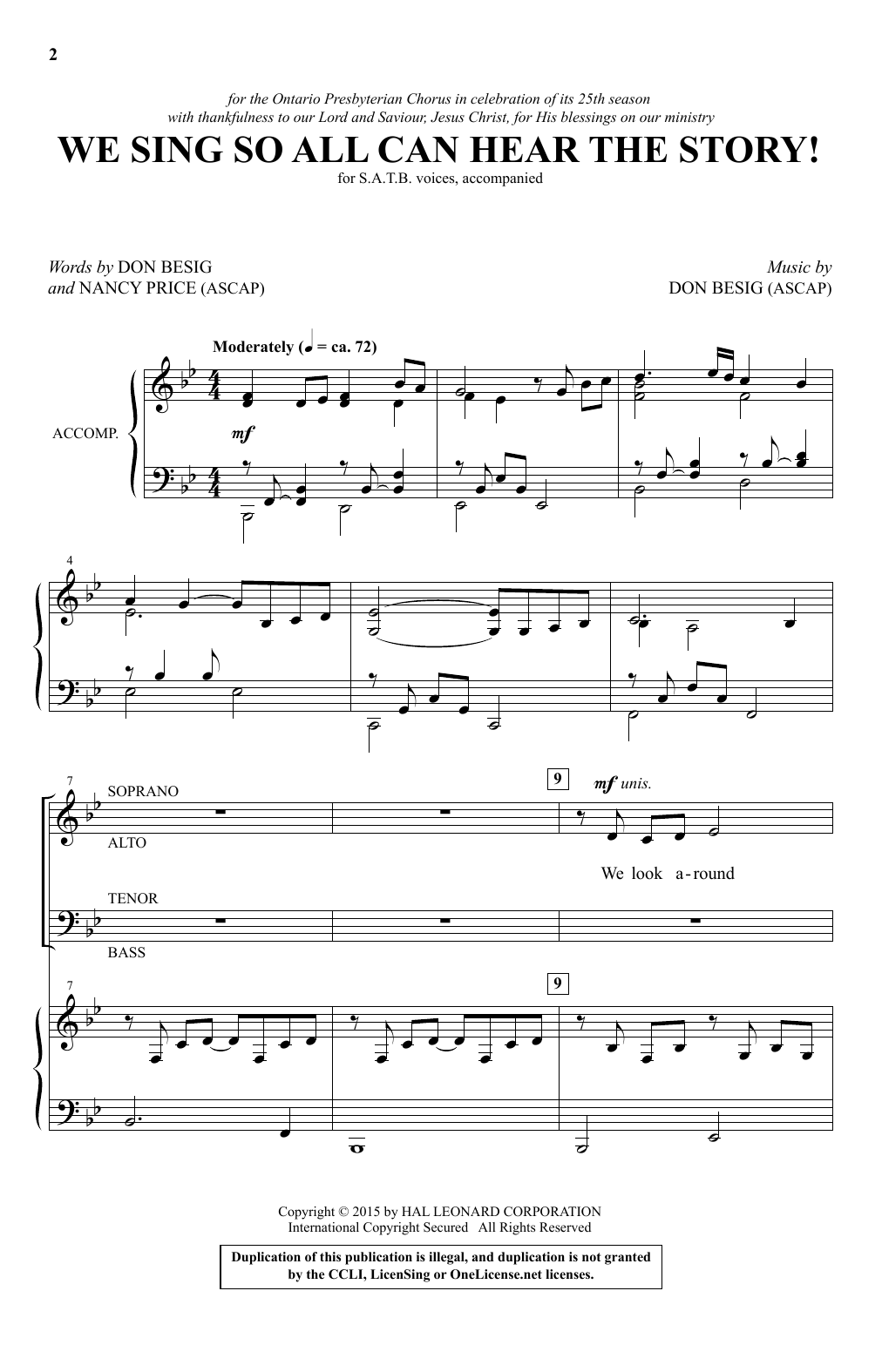 Download Don Besig We Sing So All Can Hear The Story! Sheet Music and learn how to play SATB PDF digital score in minutes