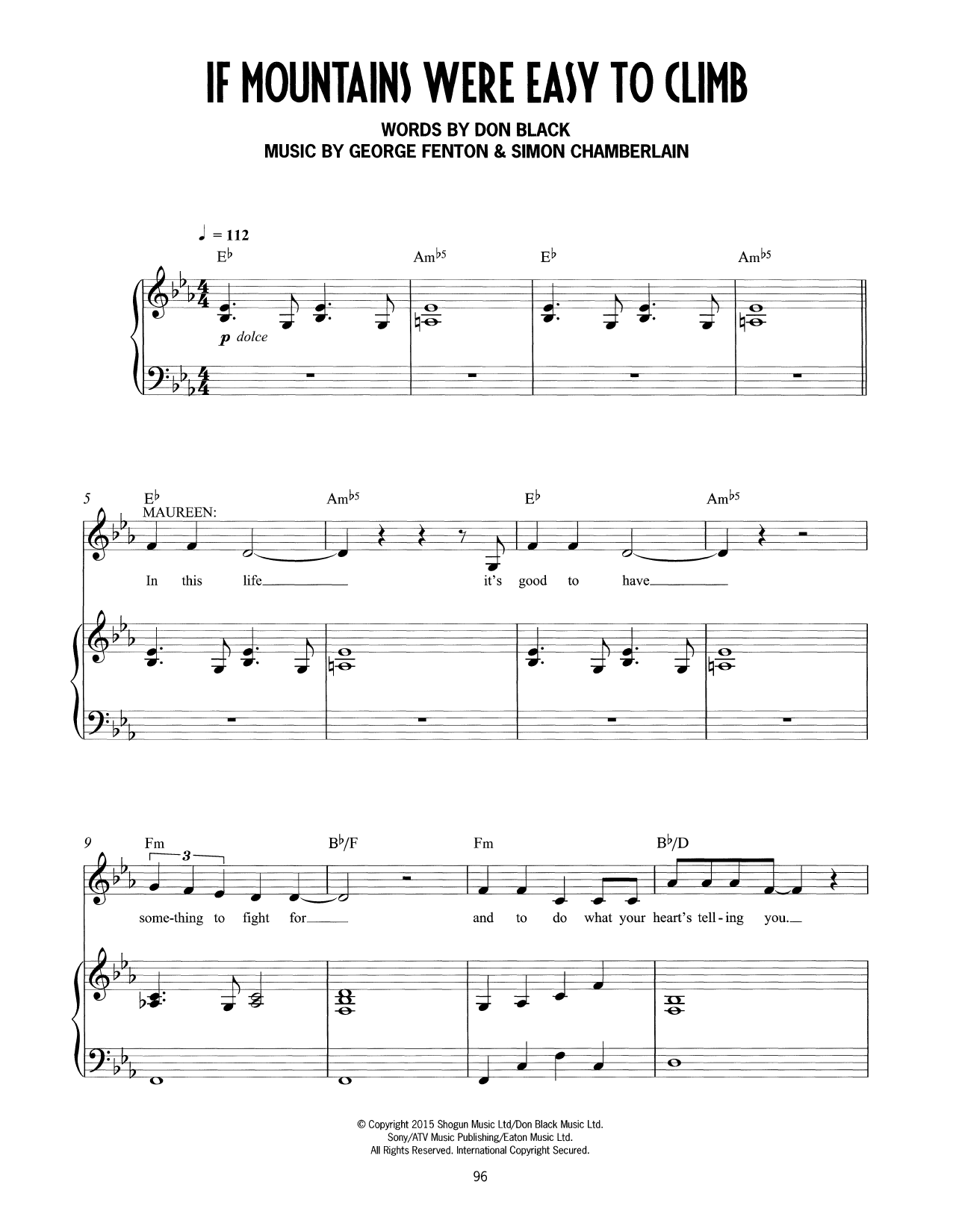 Download Don Black, George Fenton & Simon Chamberlain If Mountains Were Easy To Climb (from Mrs Henderson Presents) Sheet Music and learn how to play Piano & Vocal PDF digital score in minutes