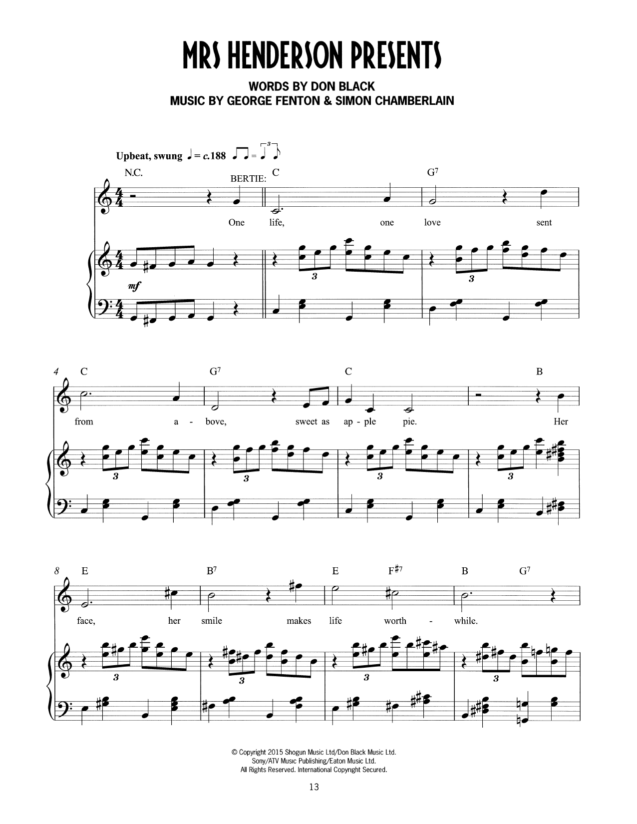 Download Don Black, George Fenton & Simon Chamberlain Mrs. Henderson Presents (Vivian Van Damm) (from Mrs Henderson Presents) Sheet Music and learn how to play Piano & Vocal PDF digital score in minutes