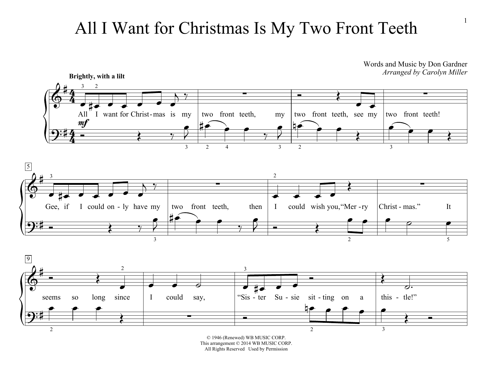 Download Don Gardner All I Want For Christmas Is My Two Sheet Music and learn how to play Easy Piano PDF digital score in minutes