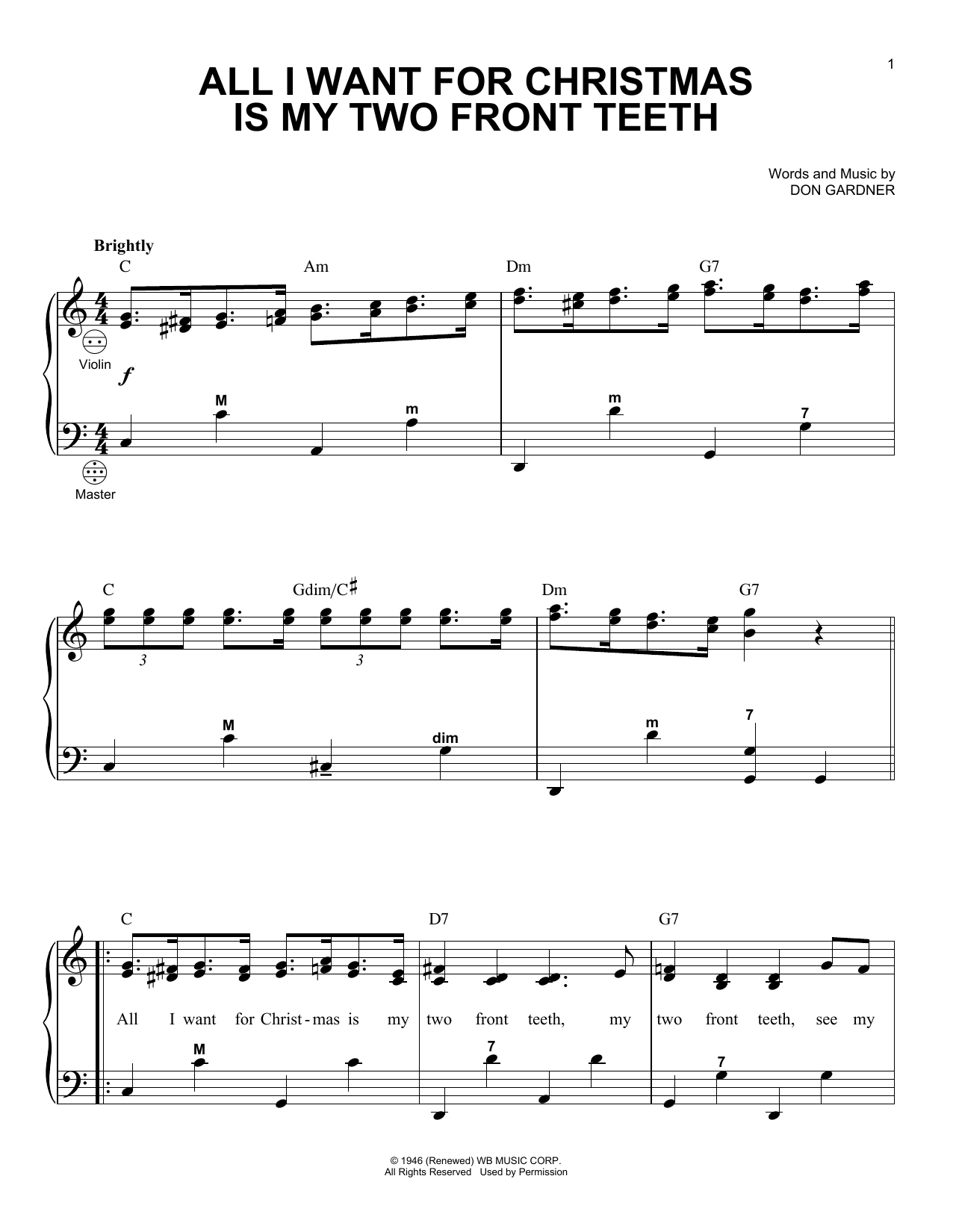 Download Gary Meisner All I Want For Christmas Is My Two Front Teeth Sheet Music and learn how to play Accordion PDF digital score in minutes