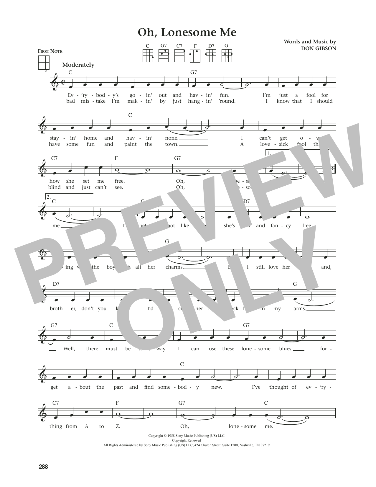 Download Don Gibson Oh, Lonesome Me (from The Daily Ukulele) (arr. Jim Beloff) Sheet Music and learn how to play Ukulele PDF digital score in minutes