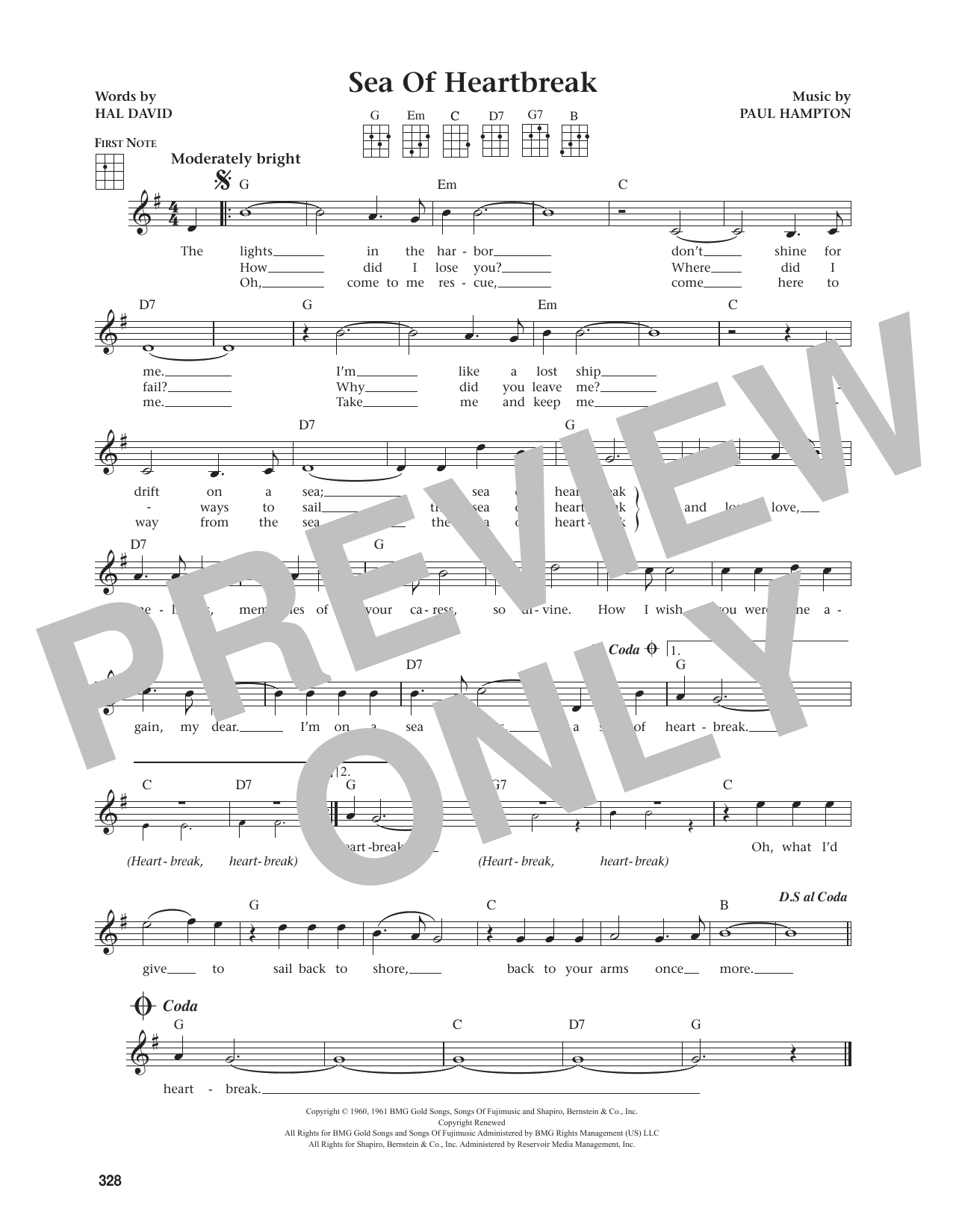 Download Don Gibson Sea Of Heartbreak (from The Daily Ukulele) (arr. Jim Beloff) Sheet Music and learn how to play Ukulele PDF digital score in minutes