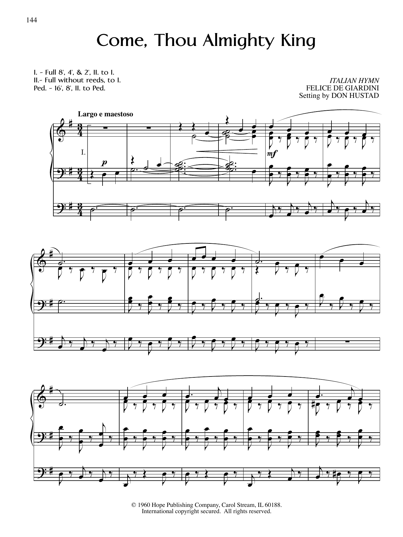 Download Don Hustad Come, Thou Almighty King Sheet Music and learn how to play Organ PDF digital score in minutes