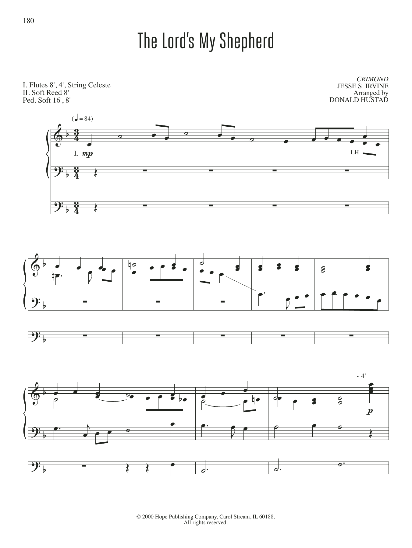 Download Don Hustad The Lord's My Shepherd Sheet Music and learn how to play Organ PDF digital score in minutes
