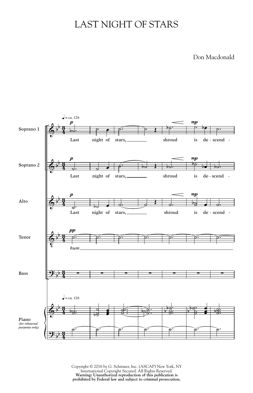 Download Don Macdonald Last Night Of Stars Sheet Music and learn how to play SATB PDF digital score in minutes