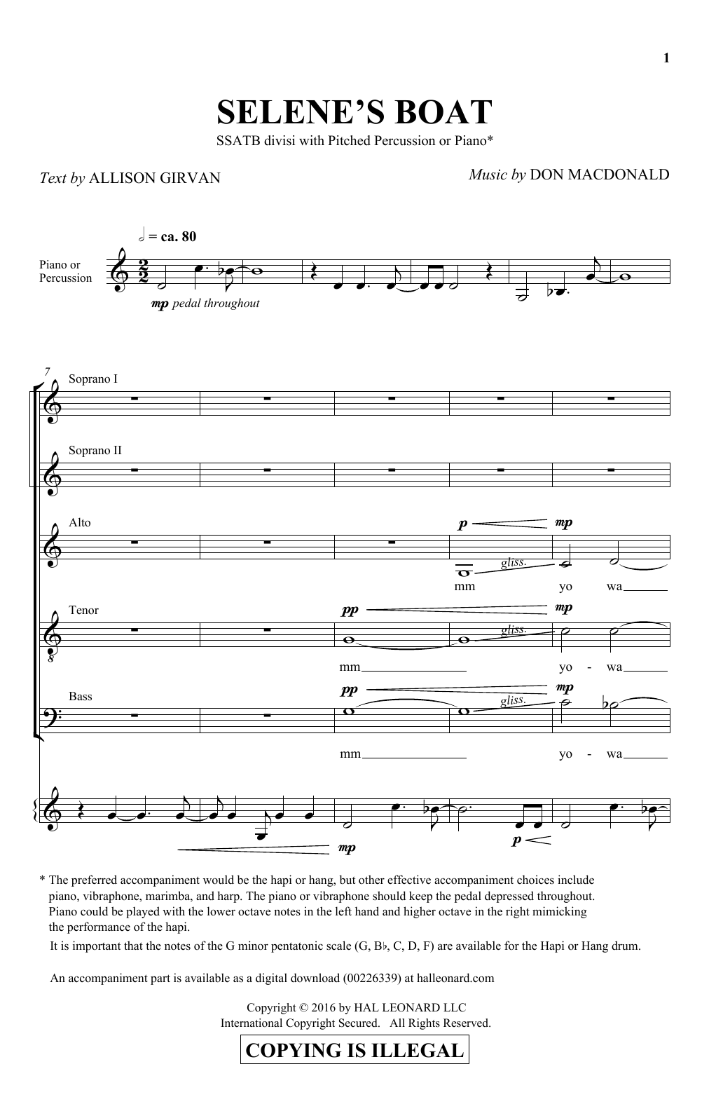 Download Don MacDonald Selene's Boat Sheet Music and learn how to play SATB PDF digital score in minutes