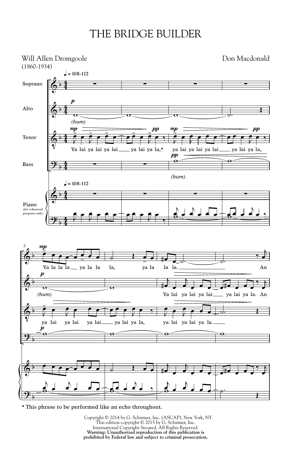 Download Don MacDonald The Bridge Builder Sheet Music and learn how to play SATB PDF digital score in minutes