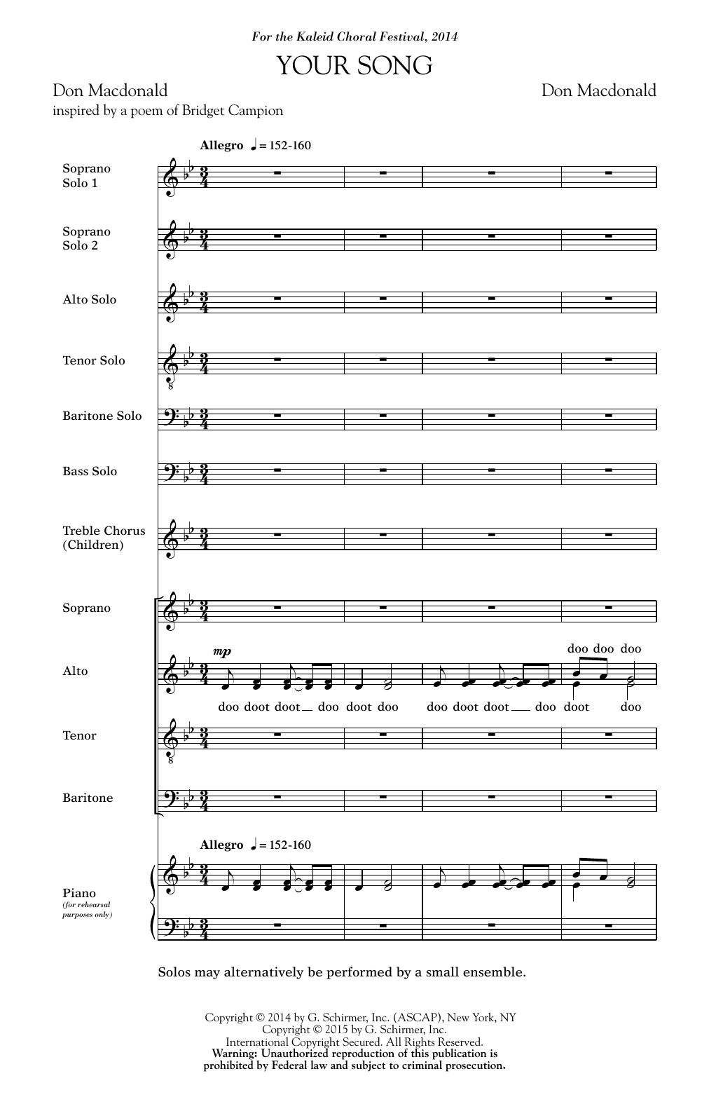 Download Don MacDonald Your Song Sheet Music and learn how to play SATB PDF digital score in minutes