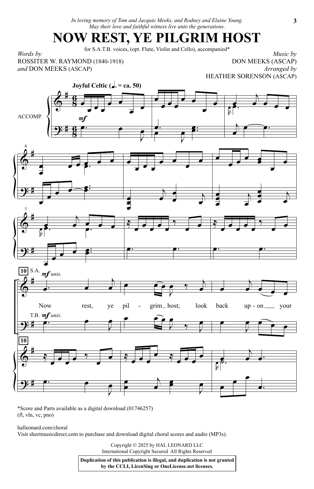 Download Don Meeks Now Rest Ye, Pilgrim Host (arr. Heather Sorenson) Sheet Music and learn how to play SATB Choir PDF digital score in minutes