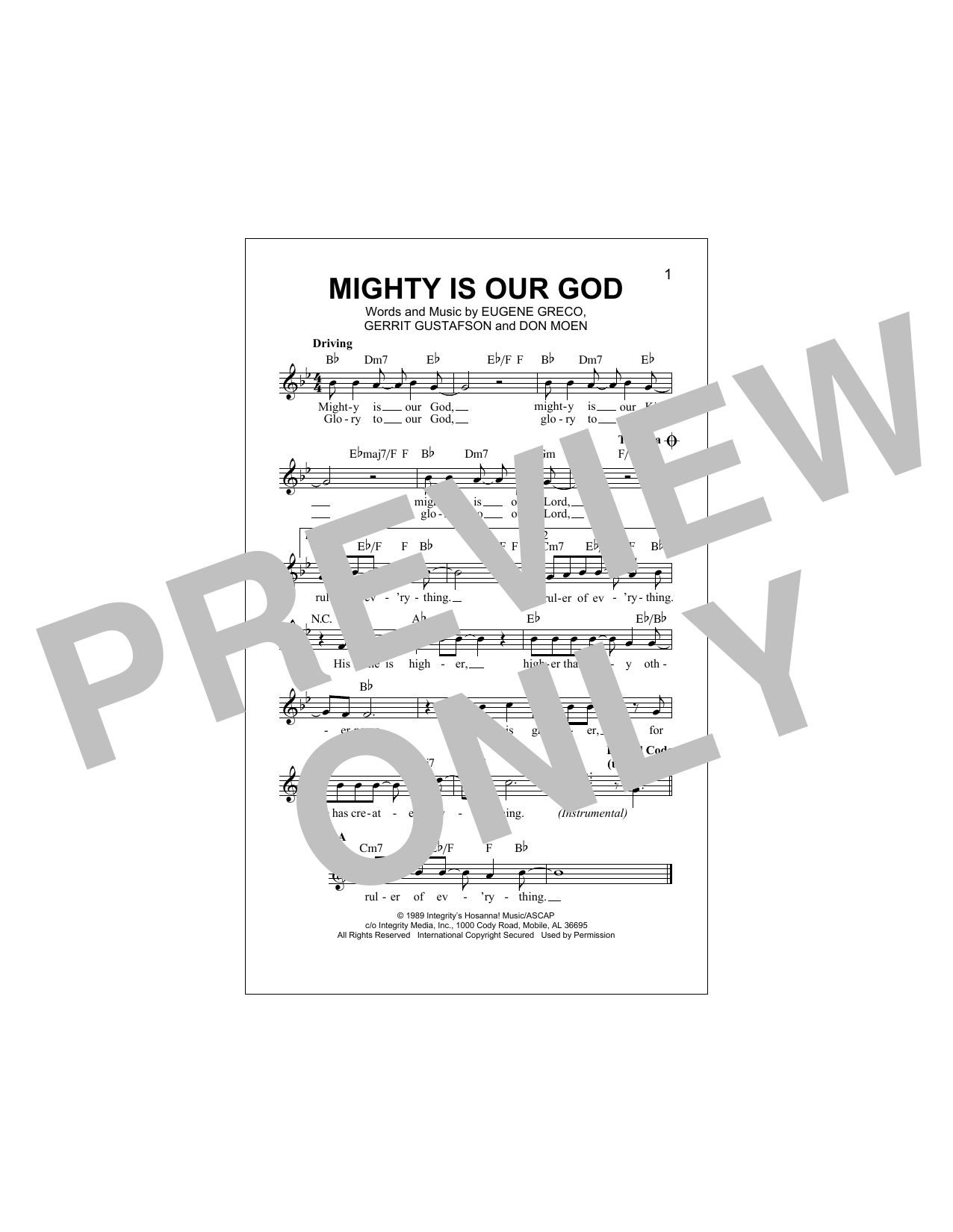 Download Don Moen Mighty Is Our God Sheet Music and learn how to play Melody Line, Lyrics & Chords PDF digital score in minutes