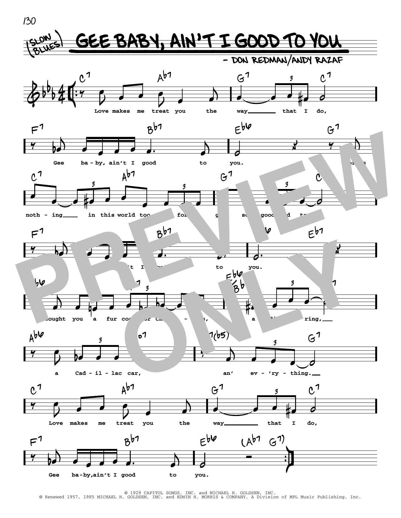Download Don Redman Gee Baby, Ain't I Good To You (arr. Robert Rawlins) Sheet Music and learn how to play Real Book – Melody, Lyrics & Chords PDF digital score in minutes