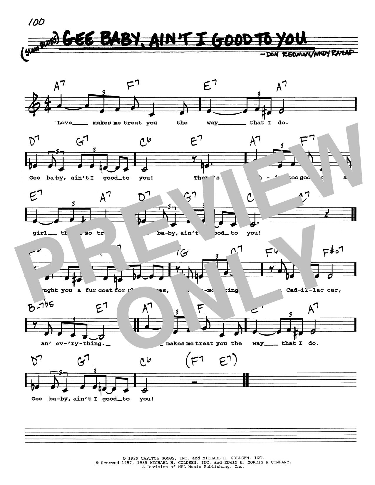 Download Don Redman Gee Baby, Ain't I Good To You (Low Voice) Sheet Music and learn how to play Real Book – Melody, Lyrics & Chords PDF digital score in minutes