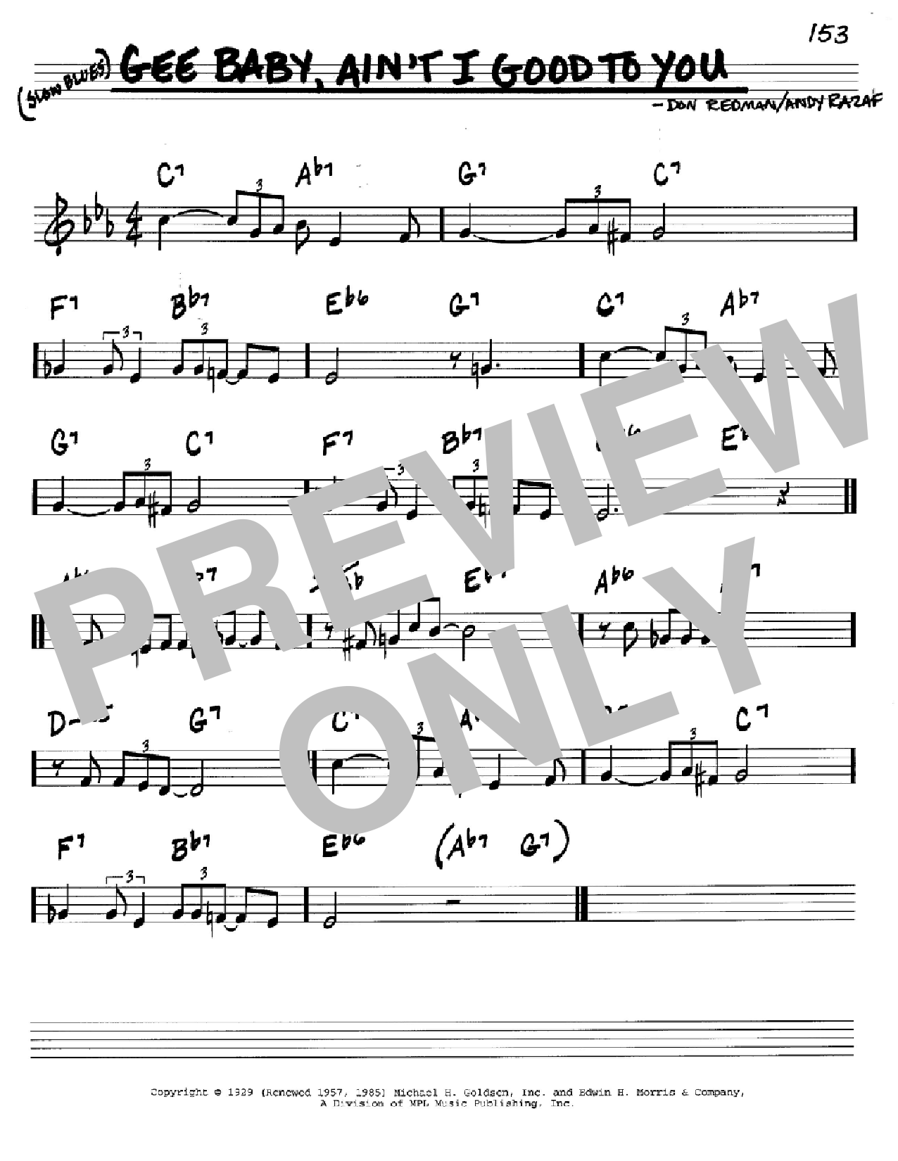 Download Don Redman Gee Baby, Ain't I Good To You Sheet Music and learn how to play Real Book - Melody, Lyrics & Chords - C Instruments PDF digital score in minutes