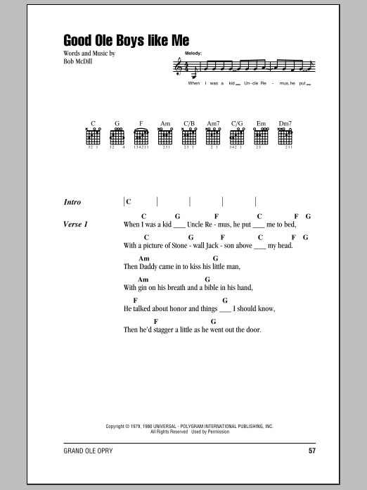 Download Don Williams Good Ole Boys Like Me Sheet Music and learn how to play Lyrics & Chords PDF digital score in minutes