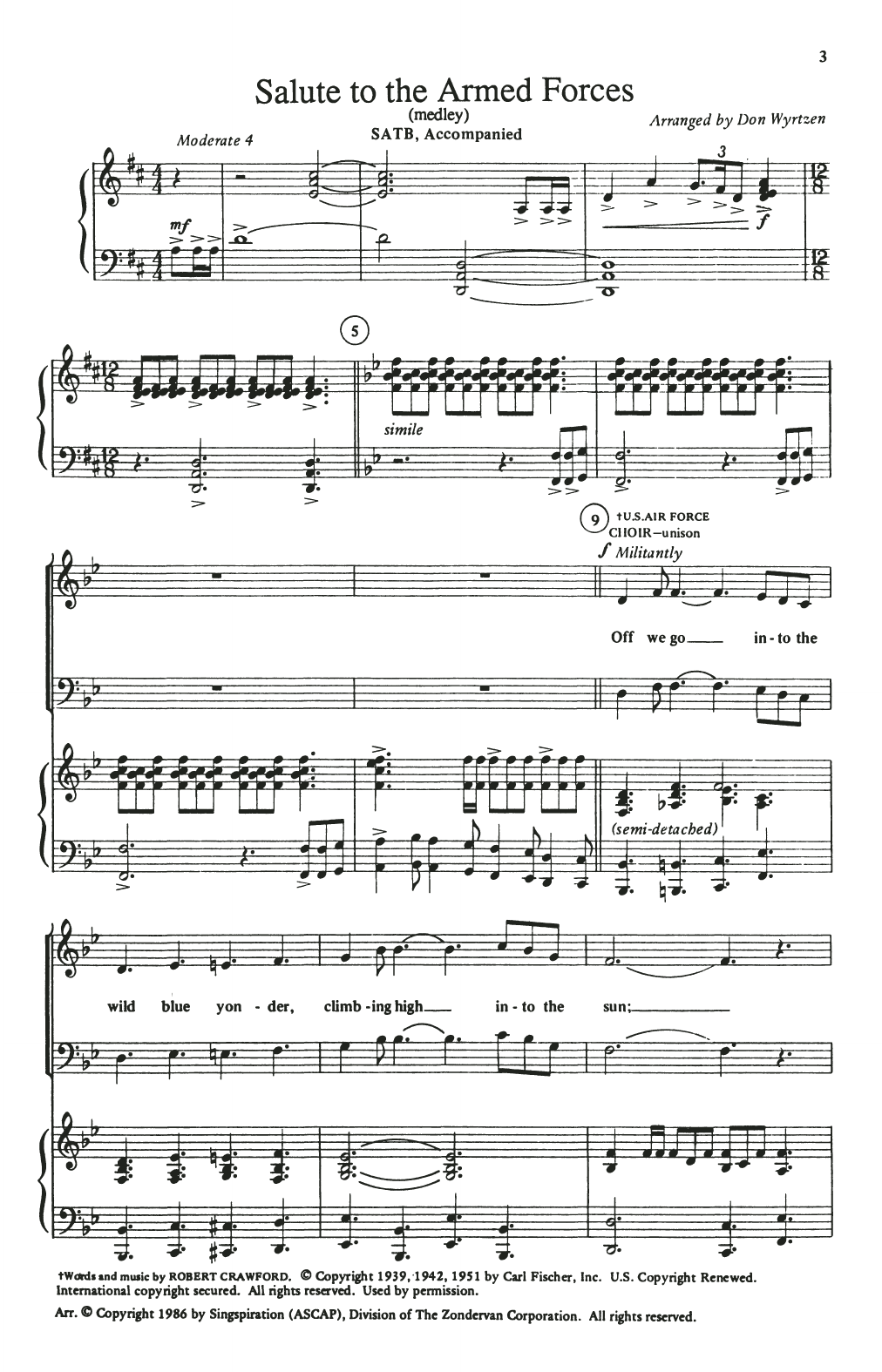 Download Don Wyrtzen and Phil and Lynne Brower Salute To The Armed Forces Sheet Music and learn how to play SATB Choir PDF digital score in minutes