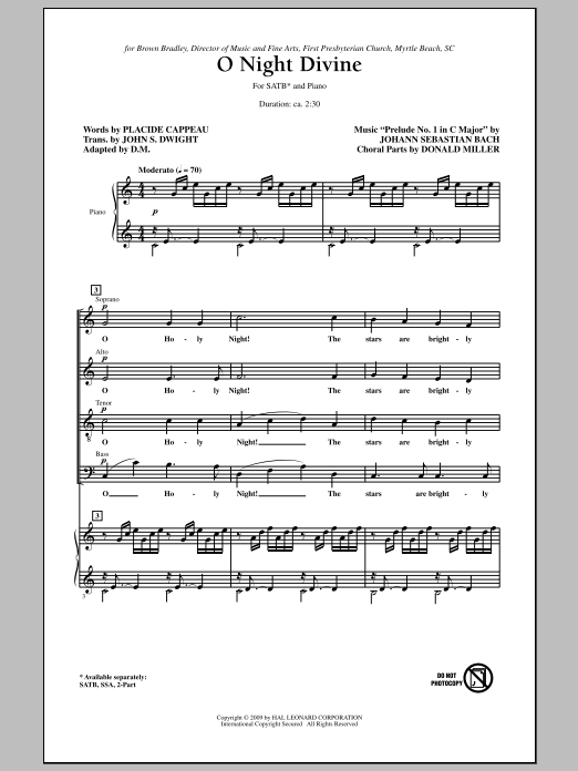 Download Donald Miller O Night Divine Sheet Music and learn how to play SSA Choir PDF digital score in minutes