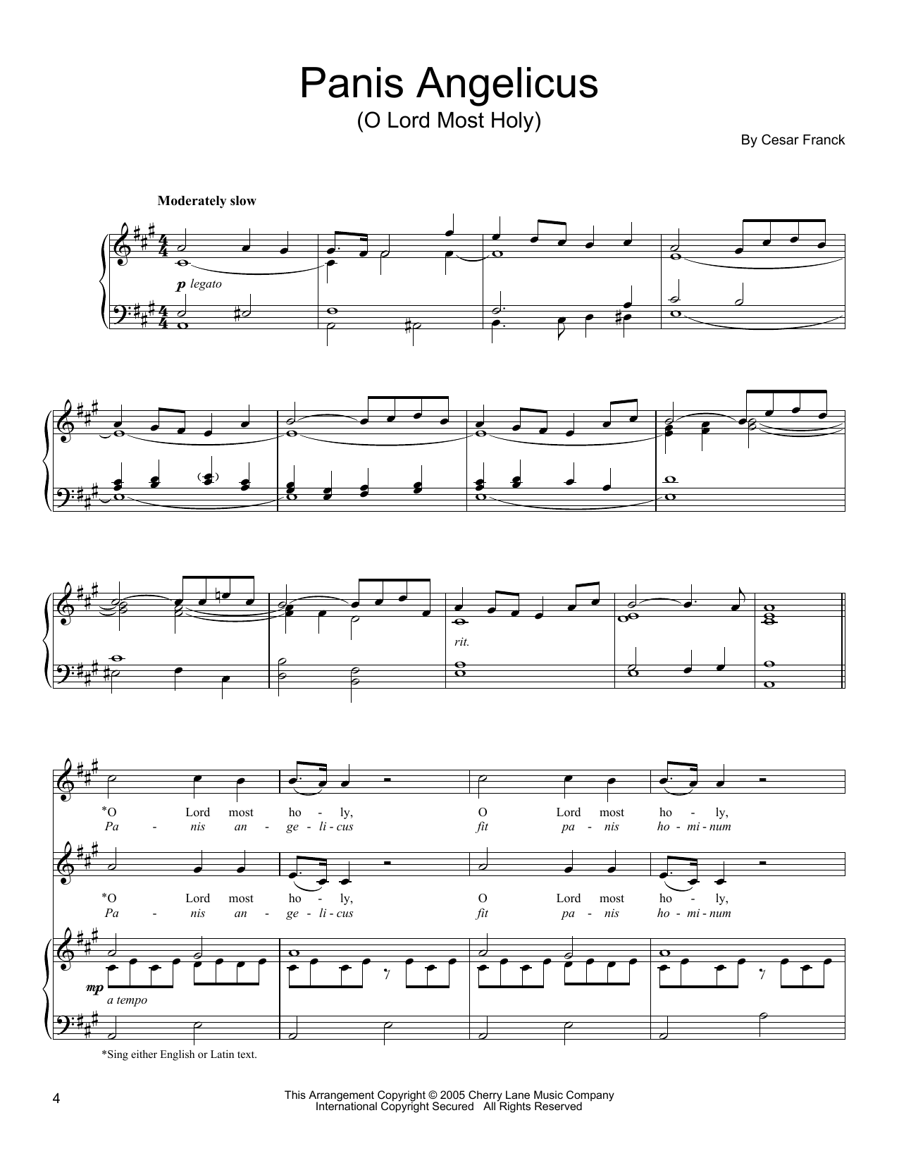 Download Donald Sosin Panis Angelicus Sheet Music and learn how to play Vocal Duet PDF digital score in minutes