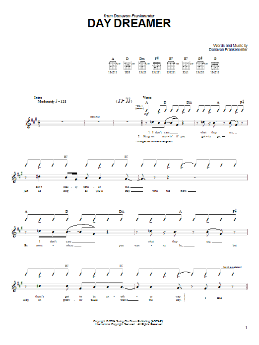 Download Donavon Frankenreiter Day Dreamer Sheet Music and learn how to play Guitar Tab PDF digital score in minutes