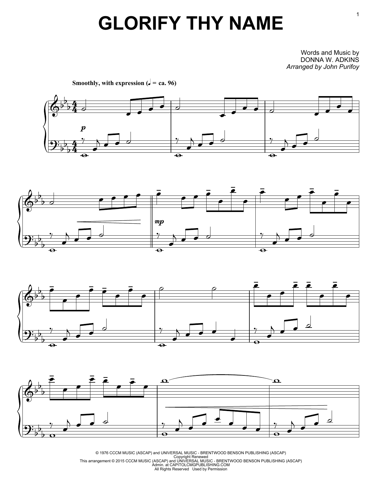 Download John Purifoy Glorify Thy Name Sheet Music and learn how to play Piano PDF digital score in minutes