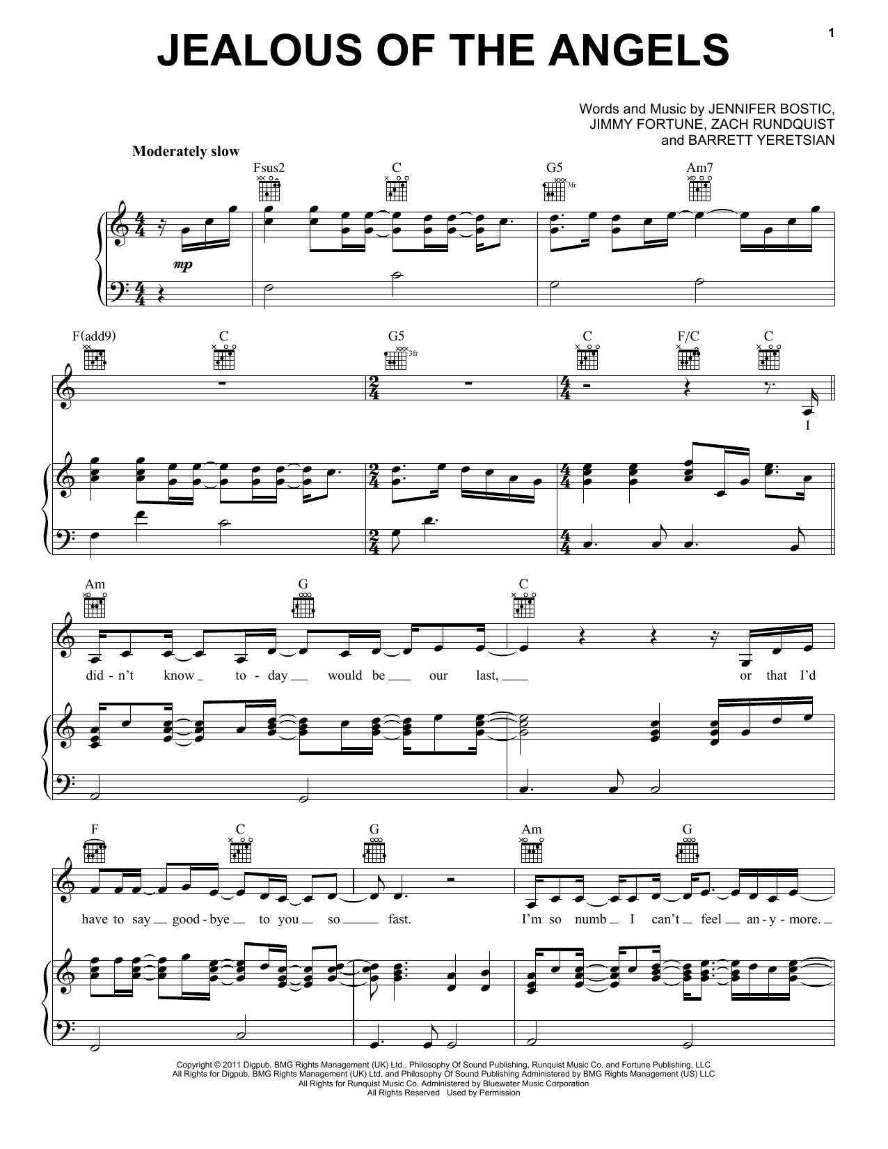 Download Donna Taggart Jealous Of The Angels Sheet Music and learn how to play Piano, Vocal & Guitar Chords (Right-Hand Melody) PDF digital score in minutes