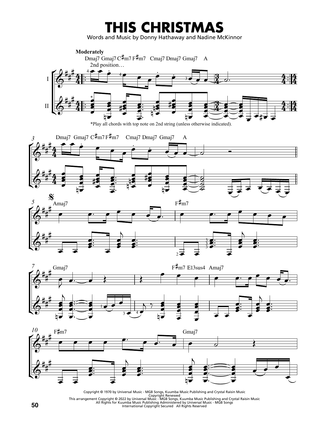 Download Donny Hathaway This Christmas (arr. Mark Phillips) Sheet Music and learn how to play Easy Guitar Tab PDF digital score in minutes