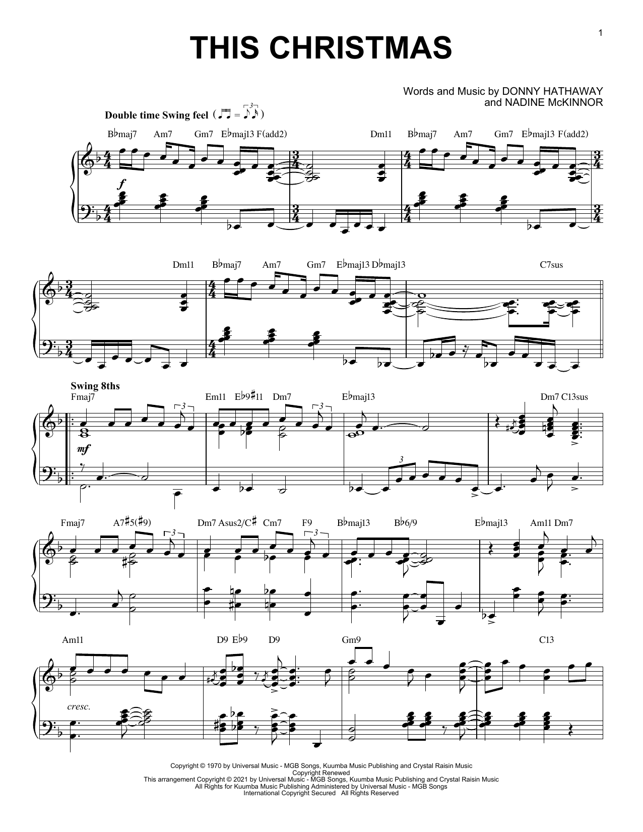 Download Donny Hathaway This Christmas [Jazz version] (arr. Brent Edstrom) Sheet Music and learn how to play Piano Solo PDF digital score in minutes