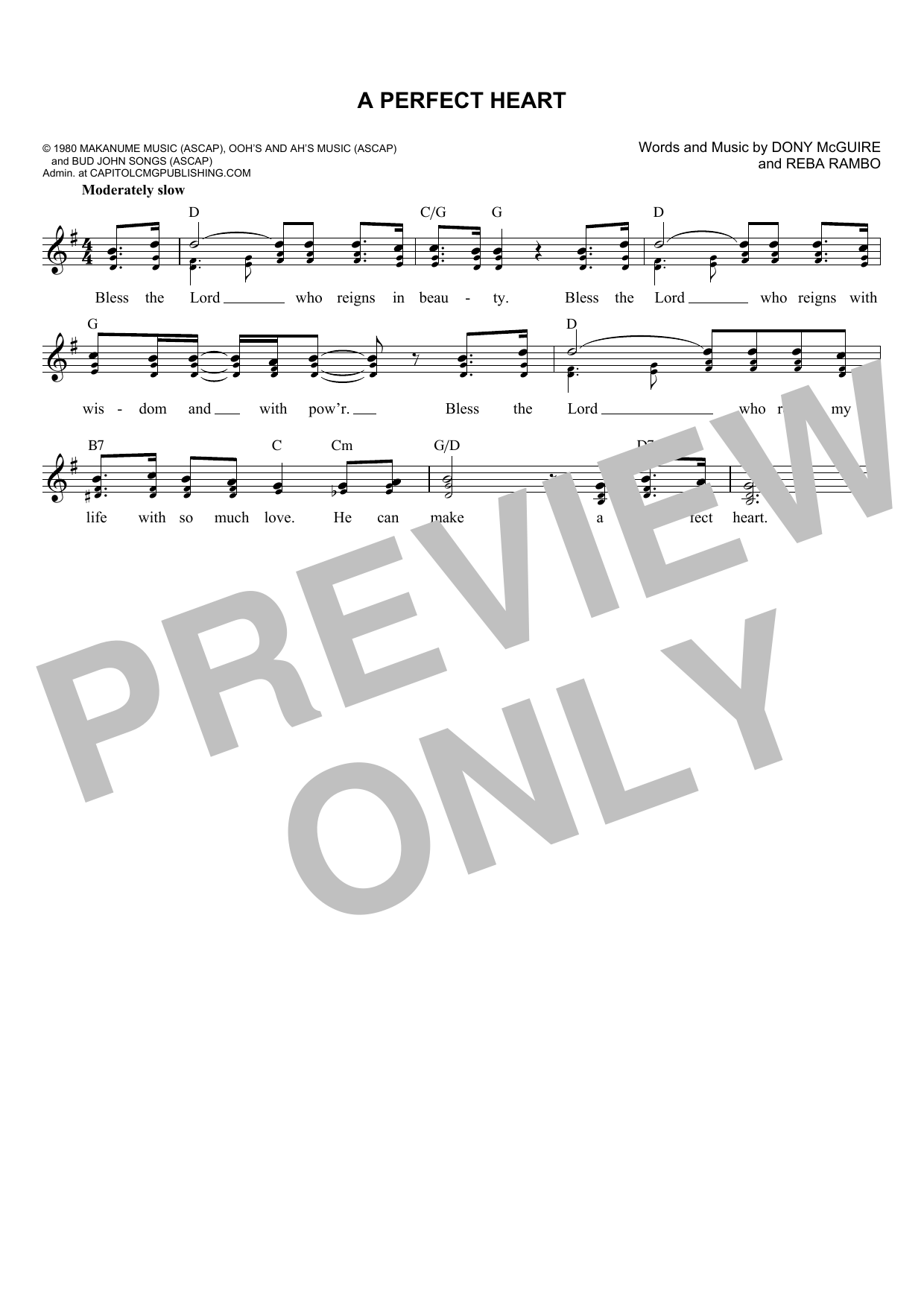 Download Dony McGuire A Perfect Heart Sheet Music and learn how to play Melody Line, Lyrics & Chords PDF digital score in minutes