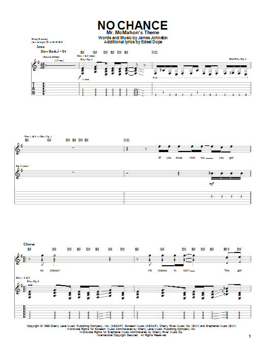 Download Dope No Chance Sheet Music and learn how to play Guitar Tab PDF digital score in minutes