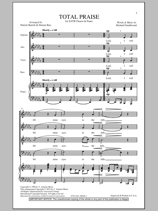 Download Doreen Rao Total Praise Sheet Music and learn how to play SATB PDF digital score in minutes