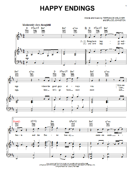 Download Doris Day Happy Endings Sheet Music and learn how to play Piano, Vocal & Guitar (Right-Hand Melody) PDF digital score in minutes