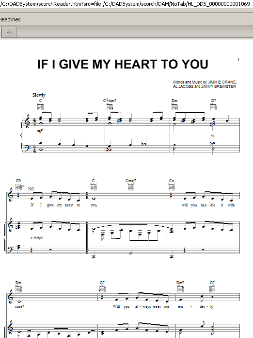 Download Doris Day If I Give My Heart To You Sheet Music and learn how to play Piano, Vocal & Guitar (Right-Hand Melody) PDF digital score in minutes