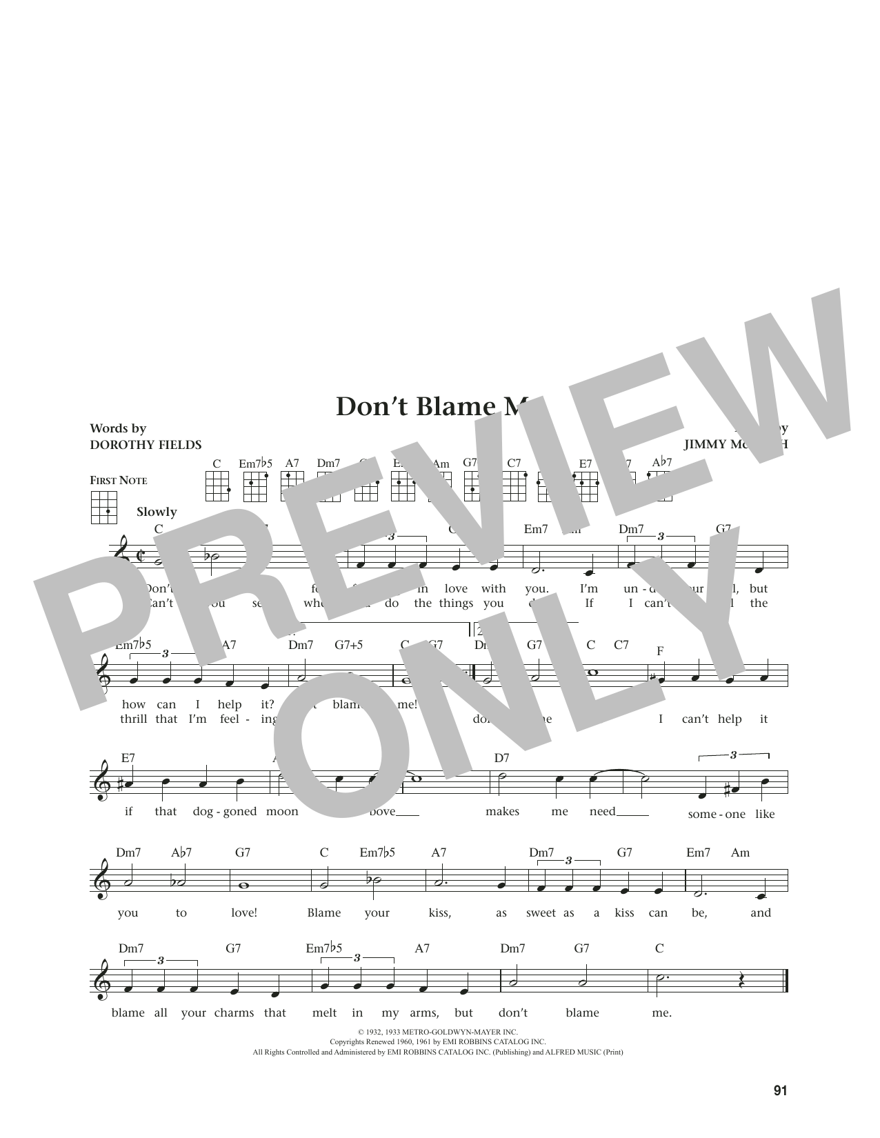 Download Dorothy Fields Don't Blame Me (from The Daily Ukulele) (arr. Jim Beloff) Sheet Music and learn how to play Ukulele PDF digital score in minutes