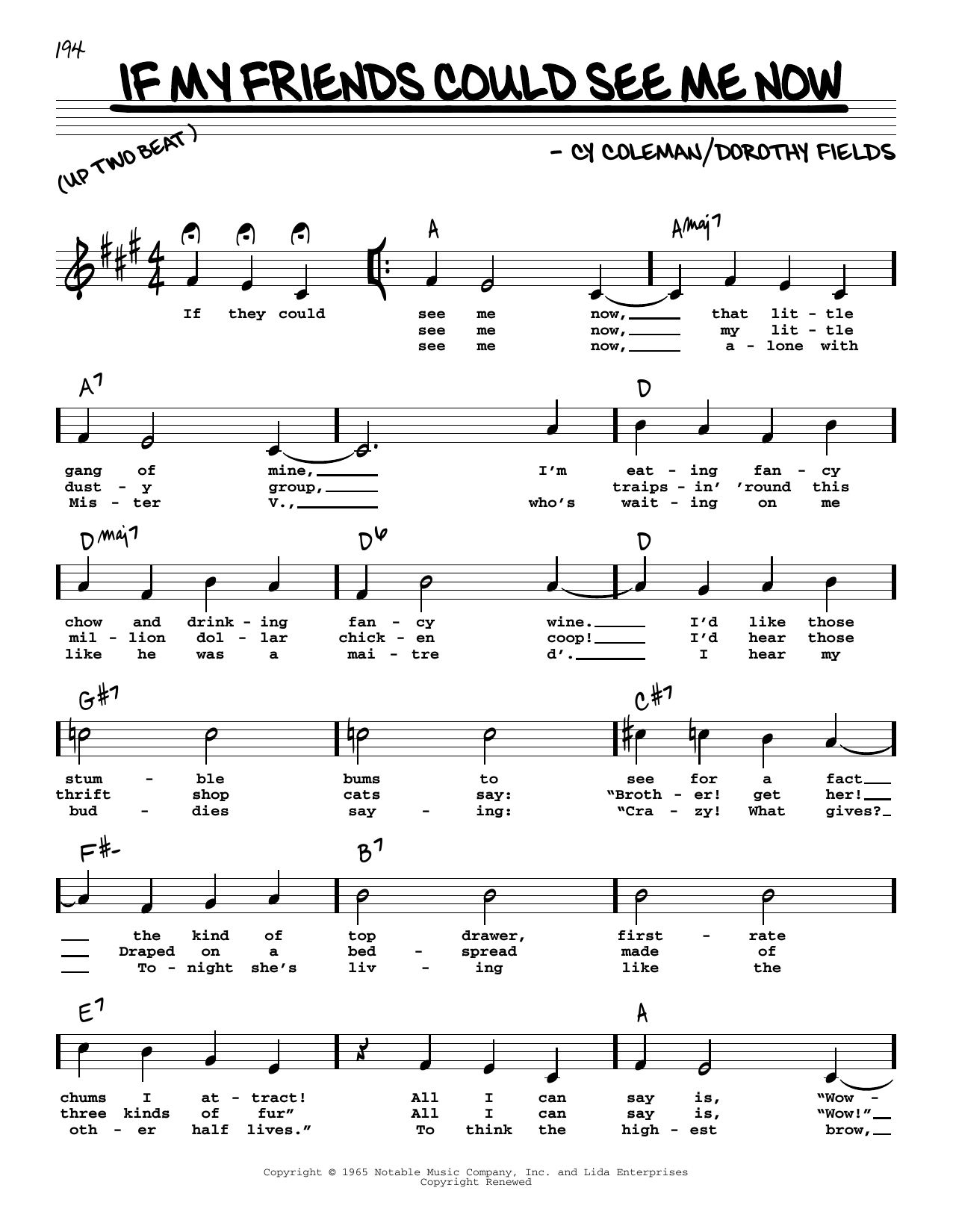 Download Dorothy Fields If My Friends Could See Me Now (High Voice) Sheet Music and learn how to play Real Book – Melody, Lyrics & Chords PDF digital score in minutes