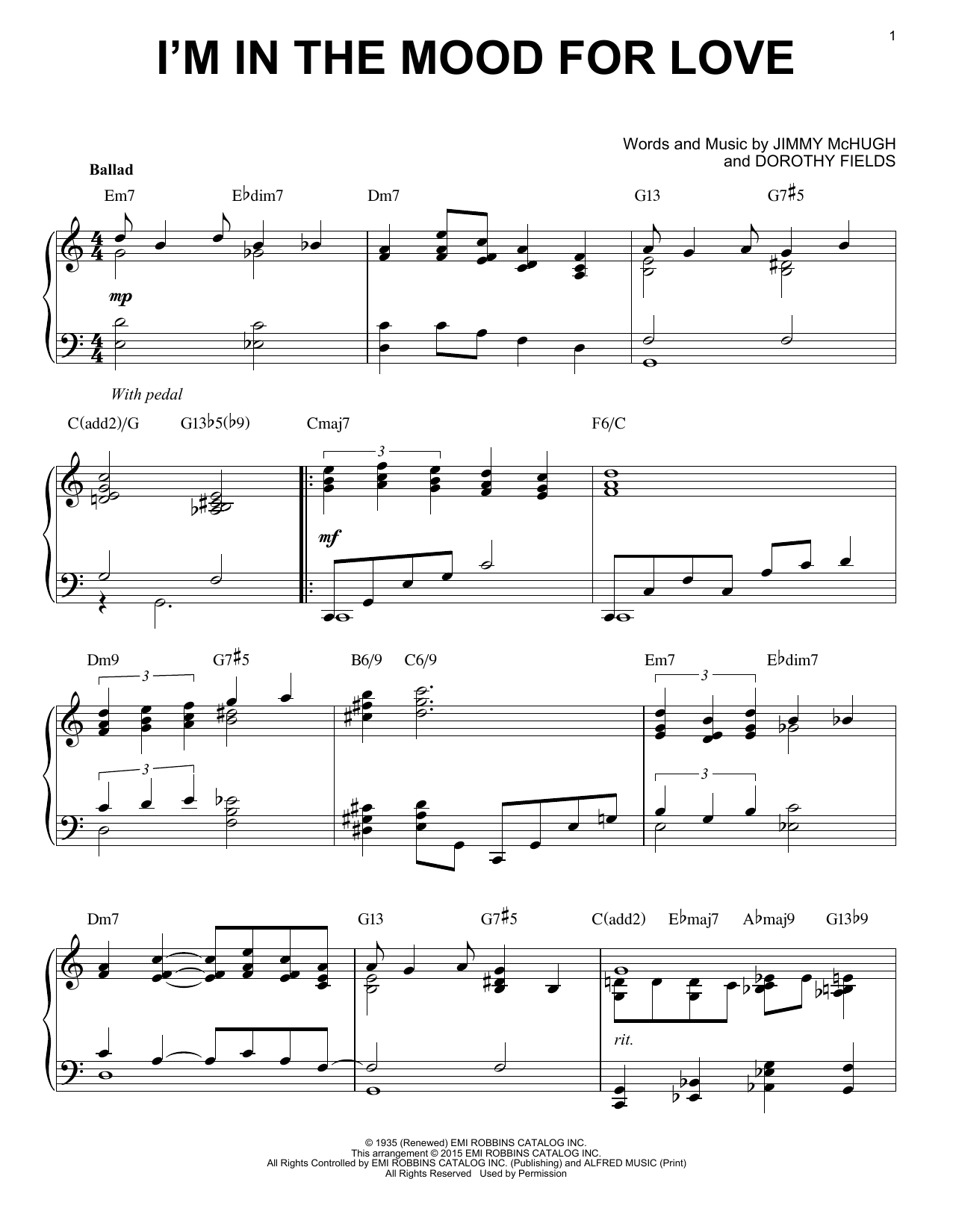 Download Dorothy Fields I'm In The Mood For Love Sheet Music and learn how to play Piano PDF digital score in minutes
