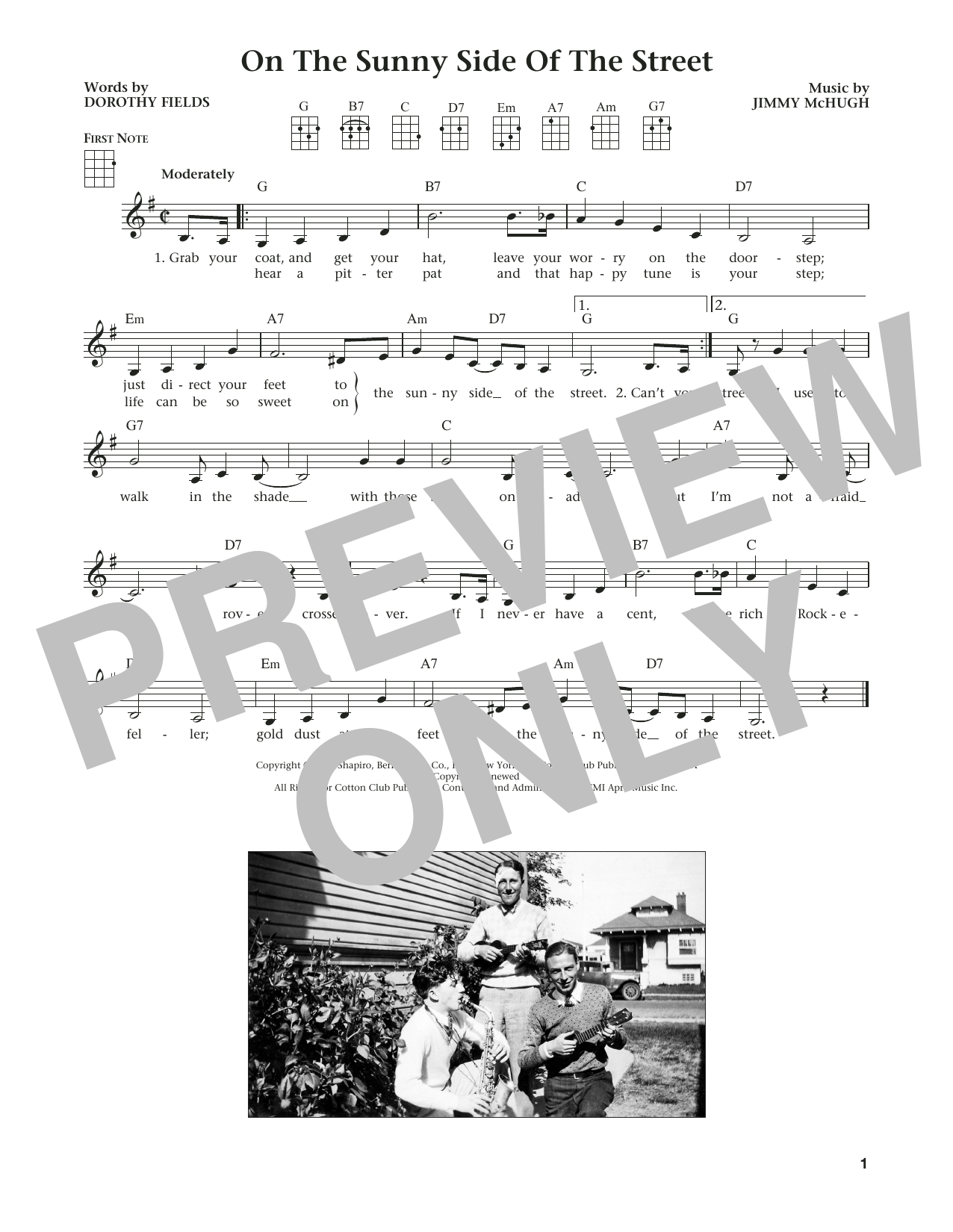 Download Dorothy Fields On The Sunny Side Of The Street Sheet Music and learn how to play Ukulele PDF digital score in minutes