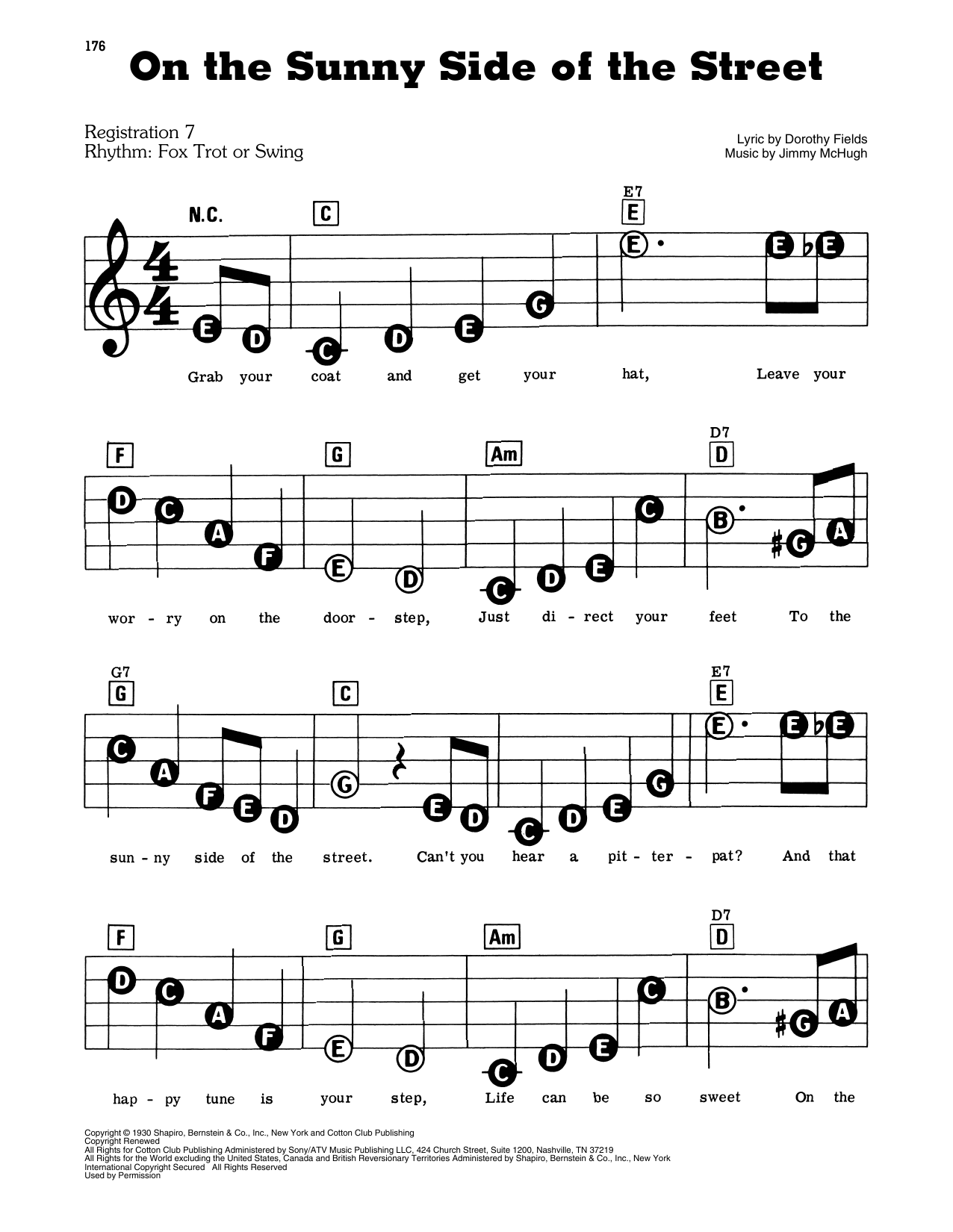 Dorothy Fields And Jimmy Mchugh On The Sunny Side Of The Street Sheet Music Notes Download Printable Pdf Score