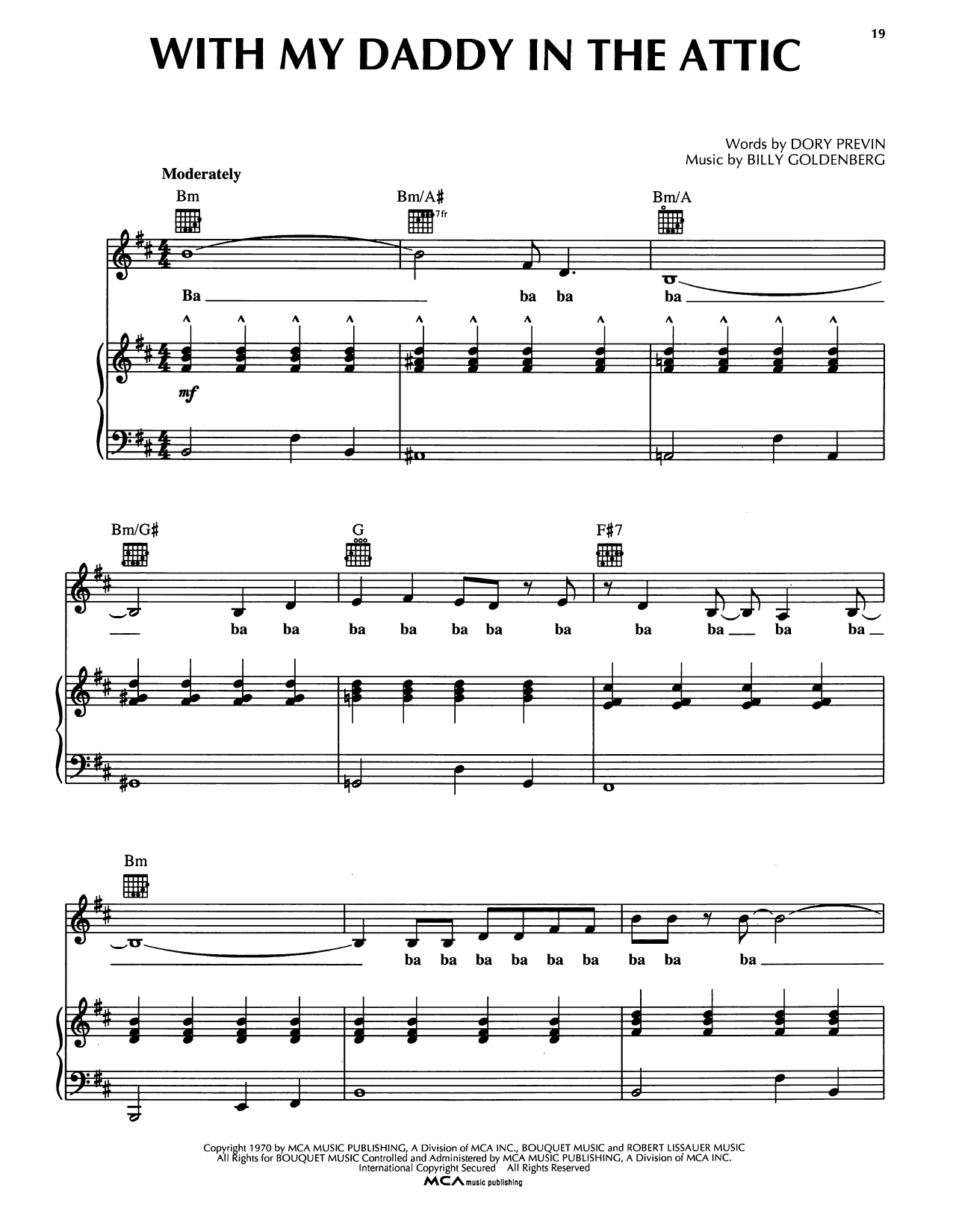 Download Dory Previn With My Daddy In The Attic Sheet Music and learn how to play Piano, Vocal & Guitar Chords (Right-Hand Melody) PDF digital score in minutes