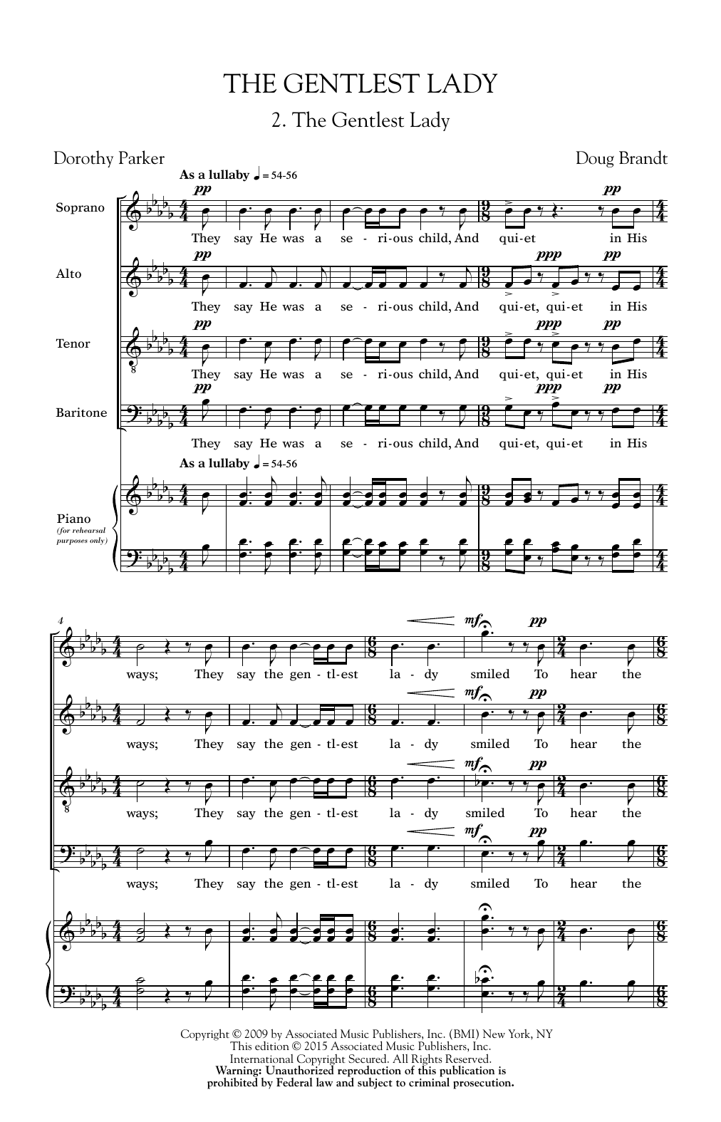 Download Doug Brandt The Gentlest Lady Sheet Music and learn how to play SATB PDF digital score in minutes