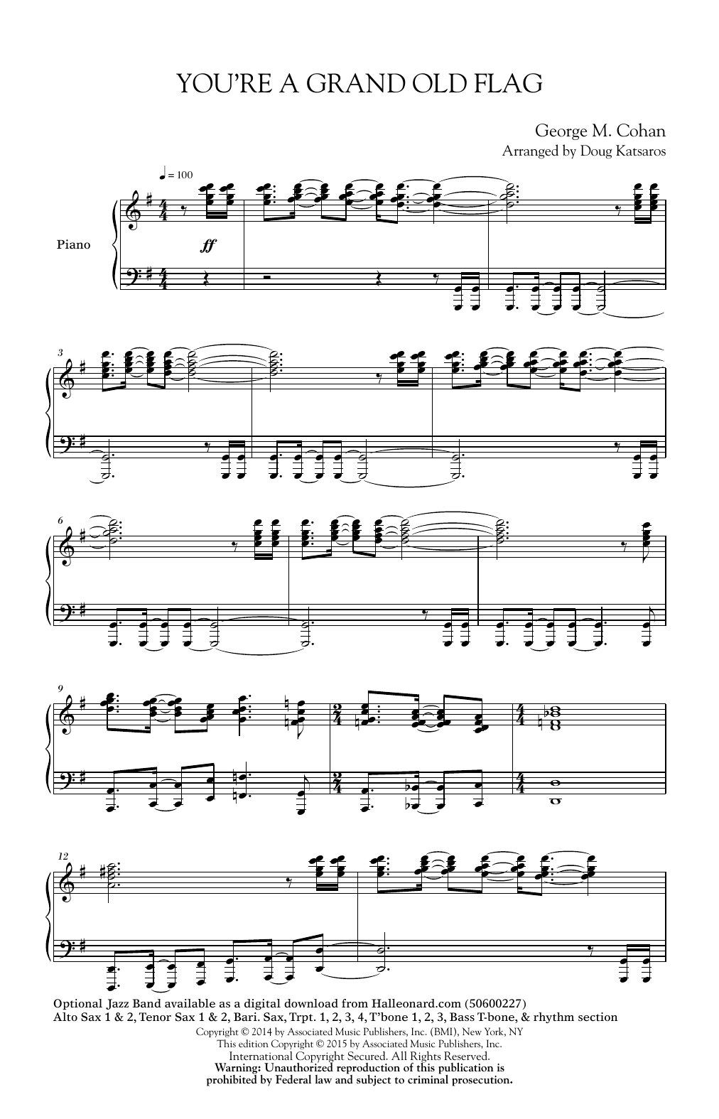 Download Doug Katsaros You're A Grand Old Flag Sheet Music and learn how to play SATB PDF digital score in minutes
