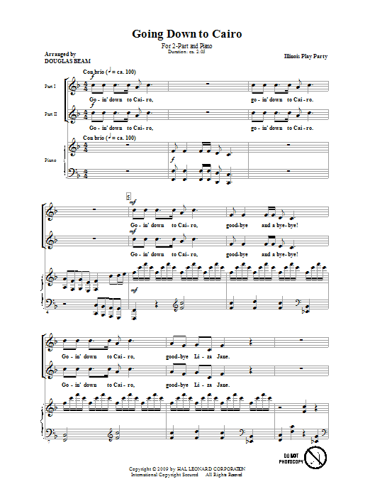 Download Douglas Beam Going Down To Cairo Sheet Music and learn how to play 2-Part Choir PDF digital score in minutes