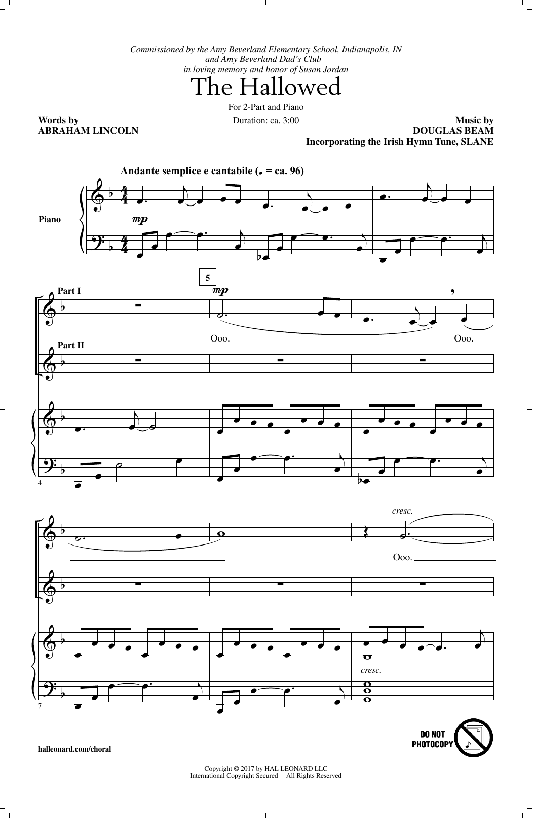 Download Douglas Beam The Hallowed Sheet Music and learn how to play 2-Part Choir PDF digital score in minutes