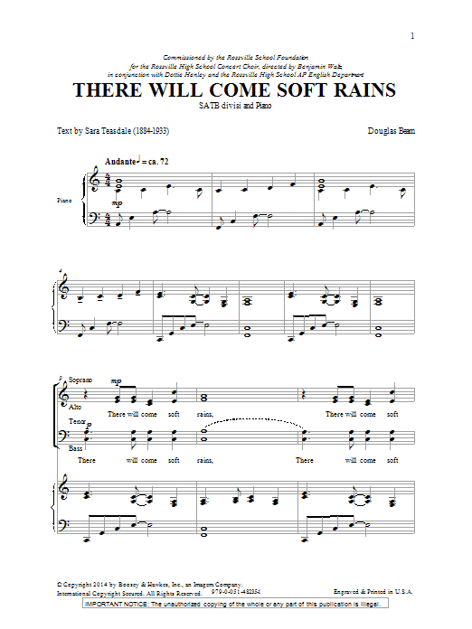 Download Douglas Beam There Will Come Soft Rains Sheet Music and learn how to play SATB PDF digital score in minutes