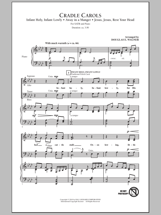 Download Douglas E. Wagner Cradle Carols Sheet Music and learn how to play SATB Choir PDF digital score in minutes