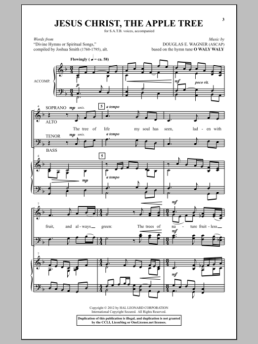 Download Douglas E. Wagner Jesus Christ, The Apple Tree Sheet Music and learn how to play SATB PDF digital score in minutes