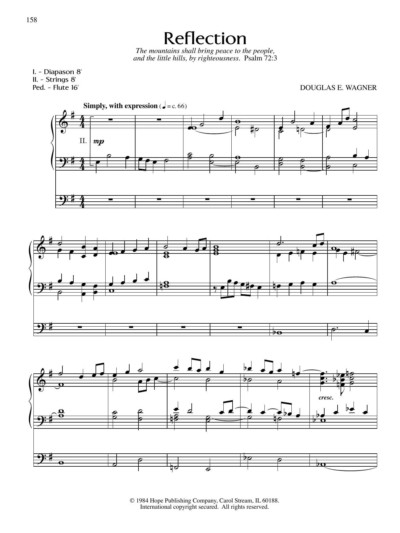 Download Douglas E. Wagner Reflection Sheet Music and learn how to play Organ PDF digital score in minutes